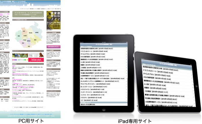 iPad専用サイト,さいたま市の地域情報