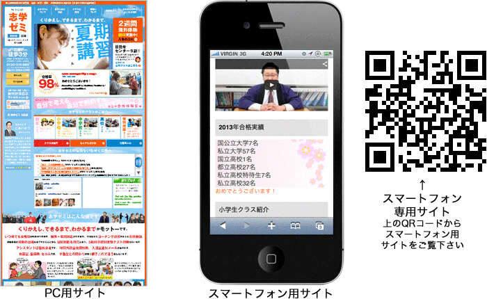 スマートフォンサイト作成実績 学習塾